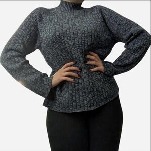 Studio Works Textured Blue Turtleneck Sweater